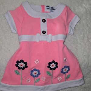 Hartstrings Pink Dress with Floral Embroidery